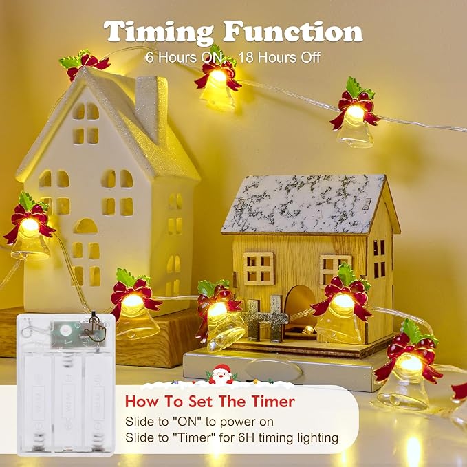 Christmas Patio String Lights, 10ft 30 LED Waterproof