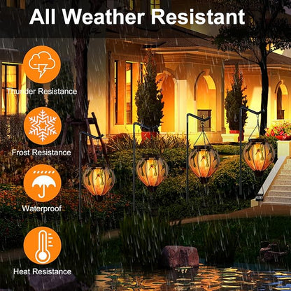 Larekook Hummingbird Hot Air Balloon Solar Lantern Outdoor Waterproof,Glass Garden Decor,Solar Hot Air Balloon Lantern with Flame Flickering Light for Yard Patio Lawn,Hummingbird Gifts for Women Mom
