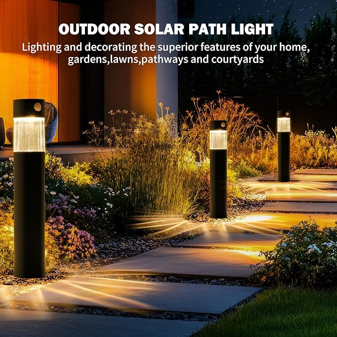 Solar Pathway Lights Outdoor, Motion Sensor 5-30LM IP65 Waterproof Yard Lights for Walkway Driveway Patio, Solar Powered LED Landscape Lighting Garden Decor (Warm White, 2 Pack)