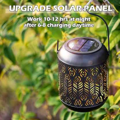 LeiDrail Solar Lantern Outdoor Hanging Lanterns Garden Metal Decorative Light Warm White LED Waterproof Landscape Lighting for Table Pathway Party Yard - 2 Pack