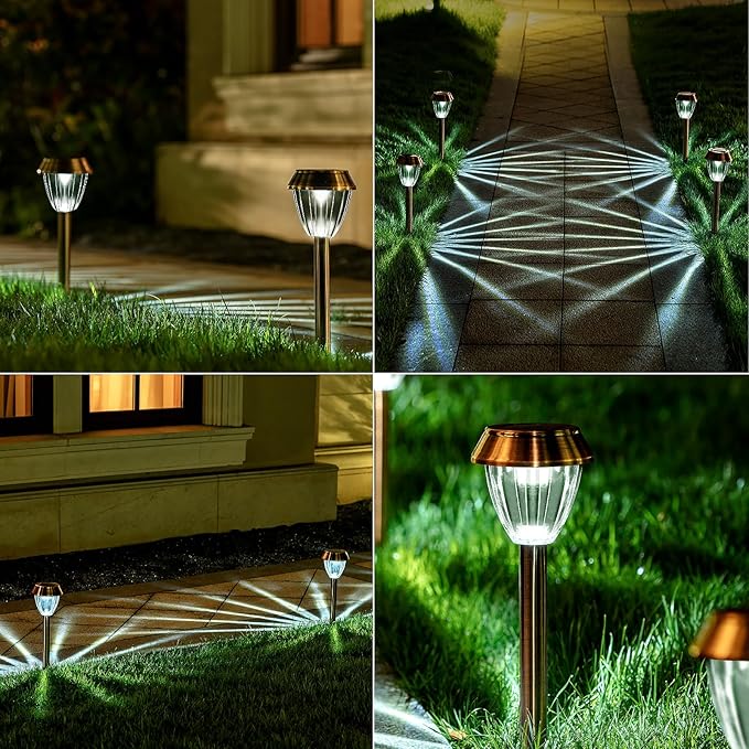 Cool White Solar Pathway Lights 6-Pack, Garden LED