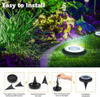 2-Pack Solar Ground Disk Lights, Cool White Waterproof LED