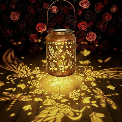 Chrismas Gifts, Hummingbird Solar Lantern Outdoor, Solar Light Outdoor Waterproof LED Decorative Garden for Lawn, Landscape, Patio, Porch Hanging Lantern Hummingbird Gifts for Women, Mom, Grandma