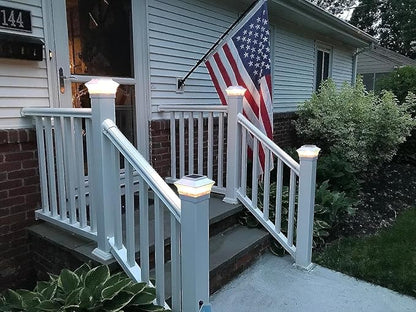 Classic Solar Post Cap Light for The Post of 3.5x3.5, 4x4, 5.5x5.5, 25 Lumens 3000K Warm White Filamemt LED, Outdoor Deck Fence Light, Waterproof, White, 2 Pack