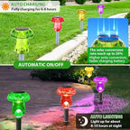 8-Pack Multicolor Solar Path Lights, Outdoor Driveway LED