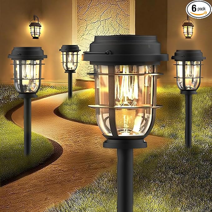 6-Pack IP65 Solar Landscape Lights for Yard