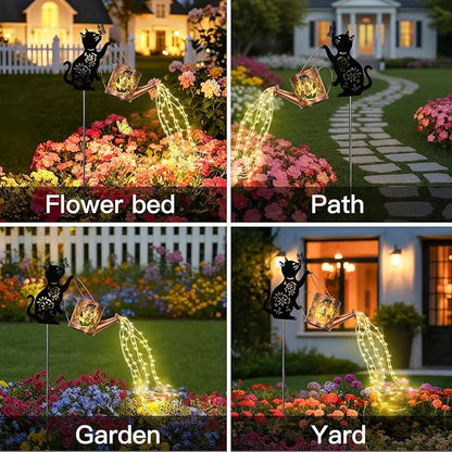 Cat Solar Watering Can Lights,Outdoor Hanging Solar Lights Lantern,Gifts for Mom Women Birthday Mother's Day,Garden Waterproof Garden Decor Outside Patio Yard Pathway Backyard