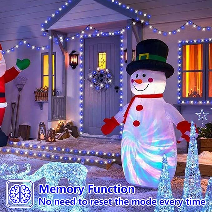YEGUO Christmas Lights Battery Operated, 2 Pack Each 33ft 100 LED Blue and White String Lights Outdoor Waterproof, 8 Modes Green Wire Fairy Light Indoor with Remote