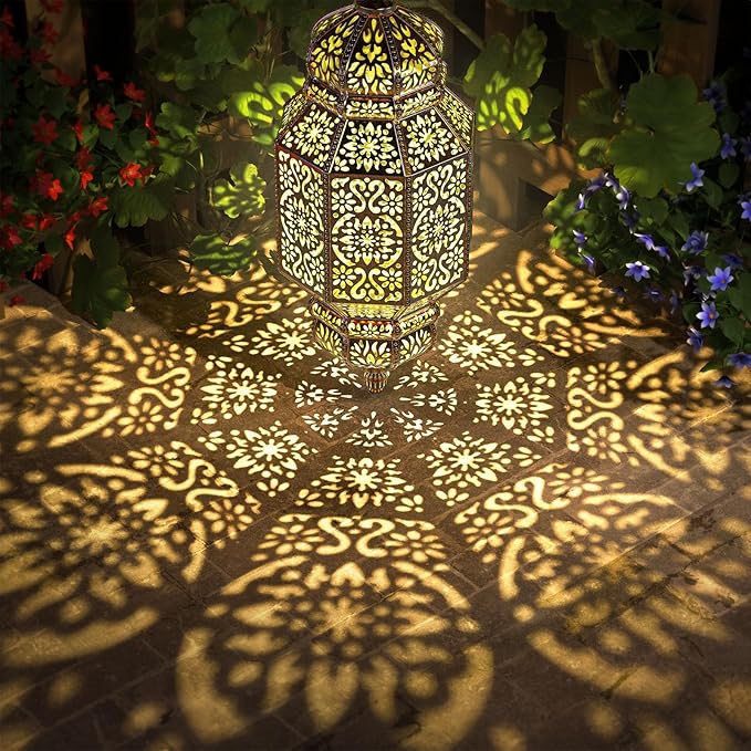 Moroccan Solar Hanging Lantern, 18" Outdoor Pendant