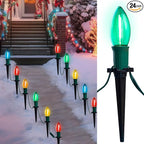 24-Pack Christmas Twinkle Lights, 75ft Waterproof for Patio