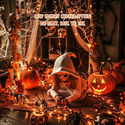 Halloween Fairy Lights 8-Pack, 16ft 50 LED Battery Twinkle Lights