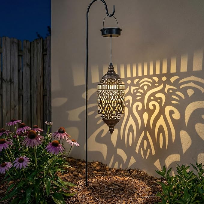 2-Pack Moroccan Solar Hanging Lantern, Outdoor Pendant