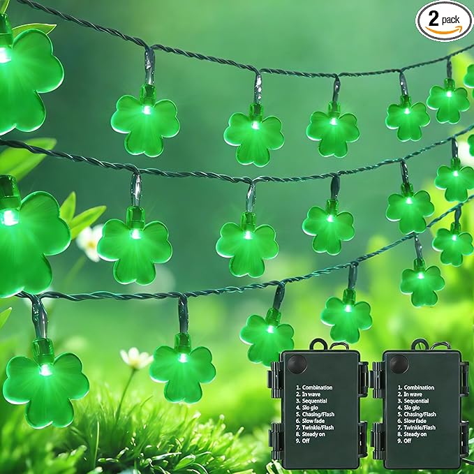 8ft Green String Lights for Patio, Waterproof LED