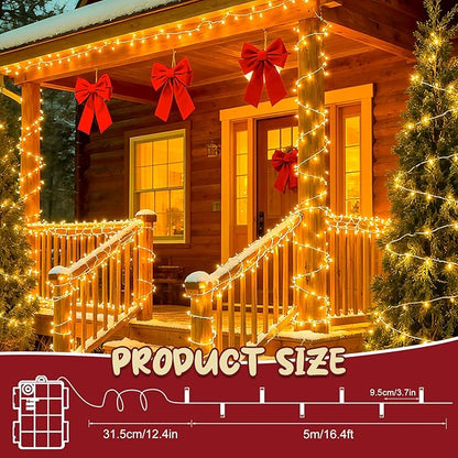 Christmas String Lights Battery Operated, LED Christmas Lights Outdoor with Tiimer White Wire Mini Lights 16.4ft 50LED for Christmas Tree Garland Wedding Party Warm White