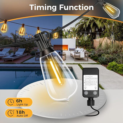 litogo 100 FT LED String Lights for Outside, Waterproof Outdoor Patio Lights with Dimmable Edison Bulbs, Warm White Hanging Light with Timer for Backyard Yard Gazebo Party Tent Garden Tree