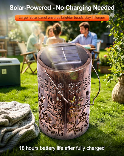 Hummingbird Solar Lanterns Outdoor Waterproof Garden Decor Birthday Gifts for Women, Mothers Day Gifts for Mom, Hanging Solar Lantern Decorations for Yard Patio Porch Deck Backyard Outside
