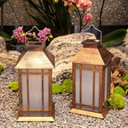 2-Pack Metal Hanging Solar Lanterns for Patio, Waterproof LED