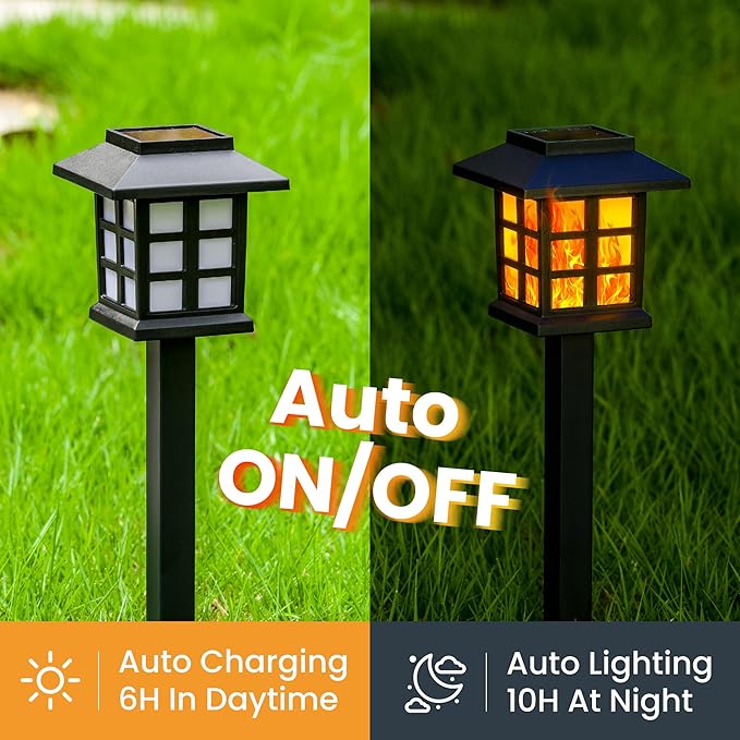 10-Pack Solar Pathway Lights, Waterproof LED Driveway Lights