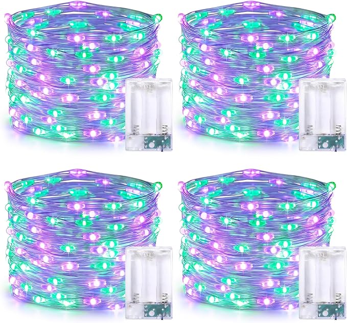 Christmas Porch String Lights 4-Pack, 16ft 50 LED Waterproof
