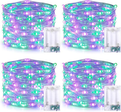 Christmas Porch String Lights 4-Pack, 16ft 50 LED Waterproof