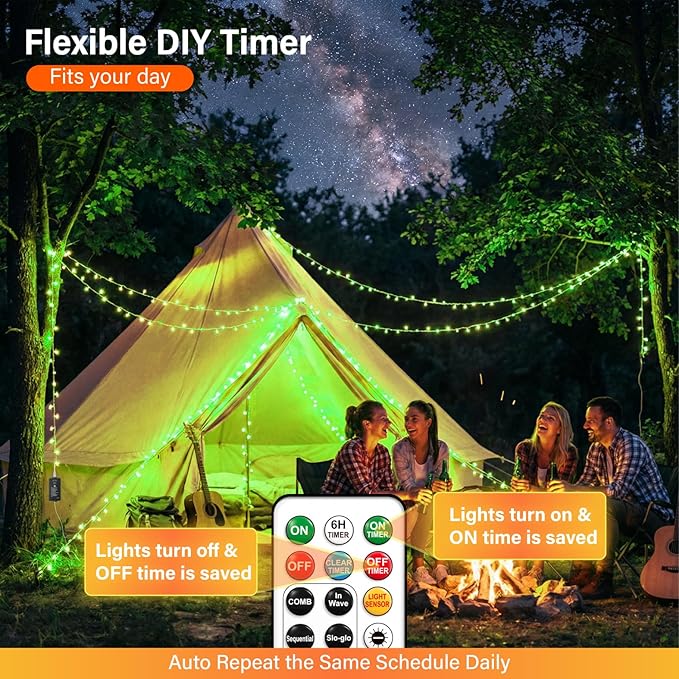 200 LED Christmas Twinkle Lights, 66ft Waterproof for Patio