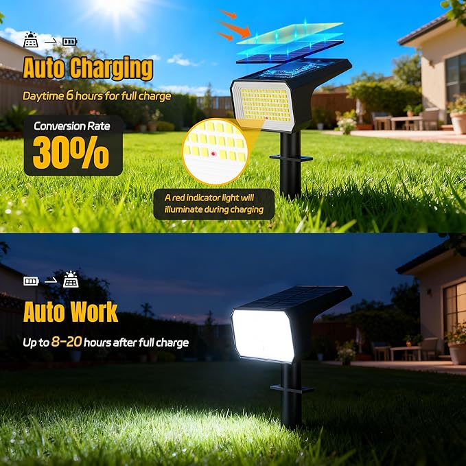118 LED Solar Yard Spotlights 4-Pack, LED