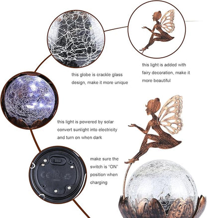 MUMTOP Solar Lantern Fairy Light, Crackle Glass Solar Lights Outdoor LED Waterproof Tabletop Lamp for Table, Yard, Garden, Patio, Lawn Decor