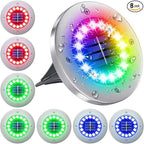 Solar Flat Disk Lights 8-Pack, Waterproof Driveway
