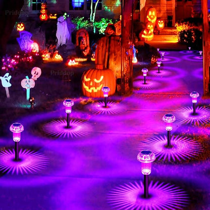 Solar Lights Outdoor Pathway Waterproof 8 Pack Purple LED Acrylic Mushroom Decorative Garden Lights for Yard Landscape Patio Outside Decorations