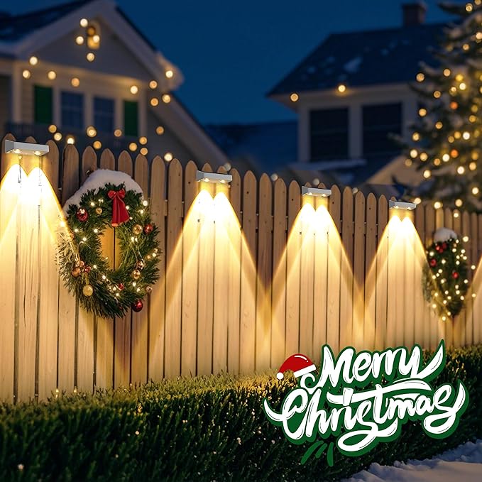 Brizled White Solar Fence Lights Outdoor, 11 Modes & 9 Colors Color Changing Solar Wall Lights, 100 Lumens IP65 Waterproof Outdoor Deck Lighting for Railing Wall Fence Poolside, 8 Pack