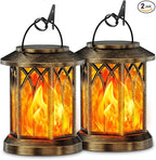 2-Pack Backyard Solar Lanterns, Waterproof LED Garden Lights