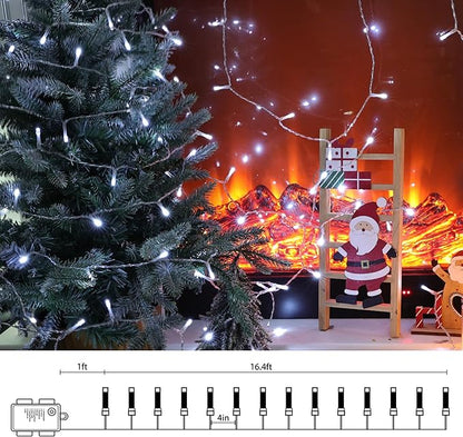 Lomotech Battery Operated Christmas Lights - 2 Pack Total 33ft 100LEDs String Lights 8 Modes Waterproof with Timer for Home, Garden, Party, Holiday, Tree Decoration (Clear Wire, White)