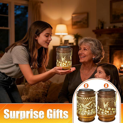2 PCS Hummingbird Solar Lantern - Outdoor Decorative Solar Lanterns for Garden, Patio, Backyard, and Porch - Waterproof Hanging Lantern for Outside - Perfect Gifts for Women