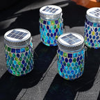 Solar Mosaic Lanterns 4-Pack, Backyard Hanging LED Decor