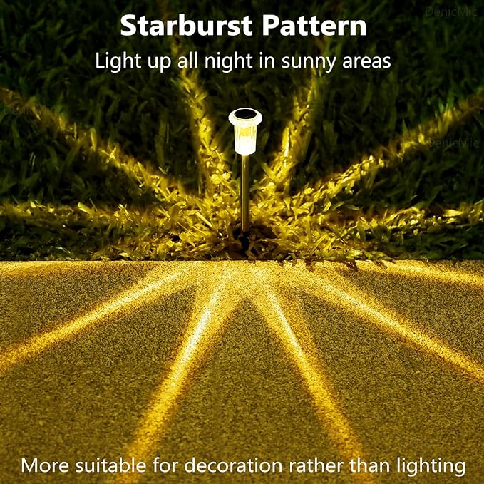 10-Pack Solar Pathway Lights, Waterproof LED Walkway Lights