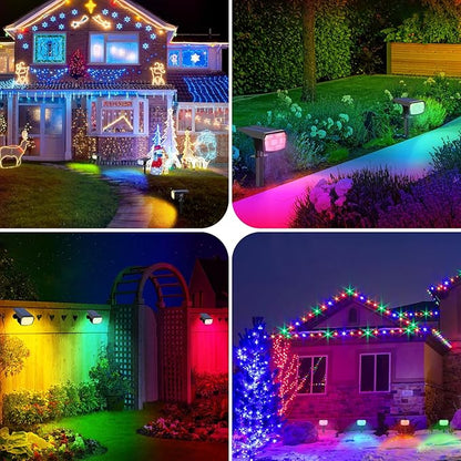 Sucolite 6-Pack Solar Spot Lights Outdoor Waterproof IP65, 3 Lighting Modes 2-in-1 Solar Landscape Spotlights for Yard, 59 LED Solar Powered Wall Lights for Garden Pathway Driveway Walkway, Multicolor