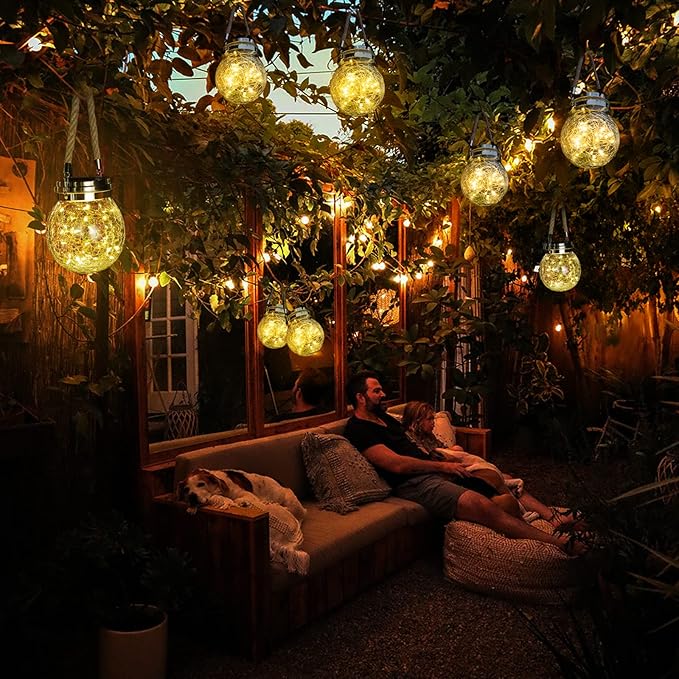 Solar Backyard Lanterns 4-Pack, Outdoor Hanging LED Decor