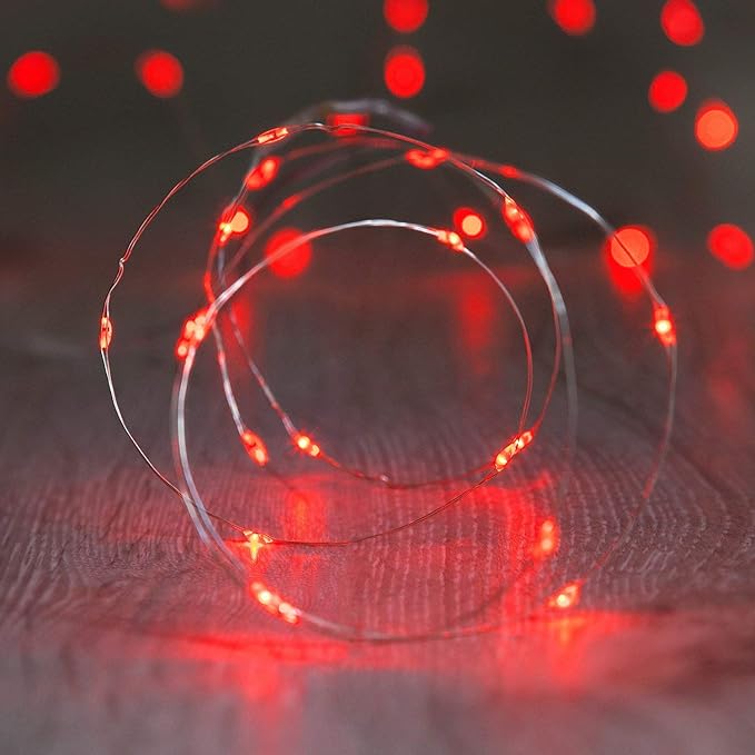 10ft Red String Lights for Backyard, Waterproof LED