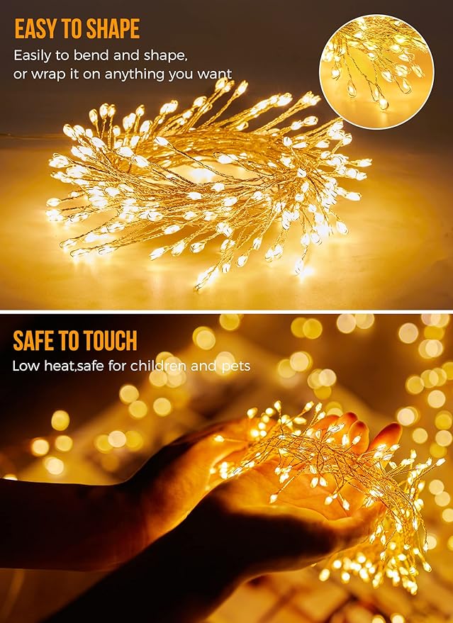 2-Pack Christmas String Lights, 10ft 120 LED Waterproof Twinkle Lights