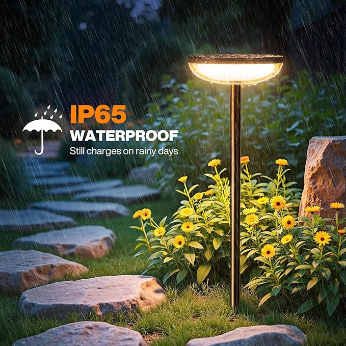 Solar Pathway Lights Outdoor, 6 Pack Tall Solar Garden Lights Outdoor Waterproof for Yard Flower Bed Patio Path Walkway Driveway Outside Decor Landscape Lighting