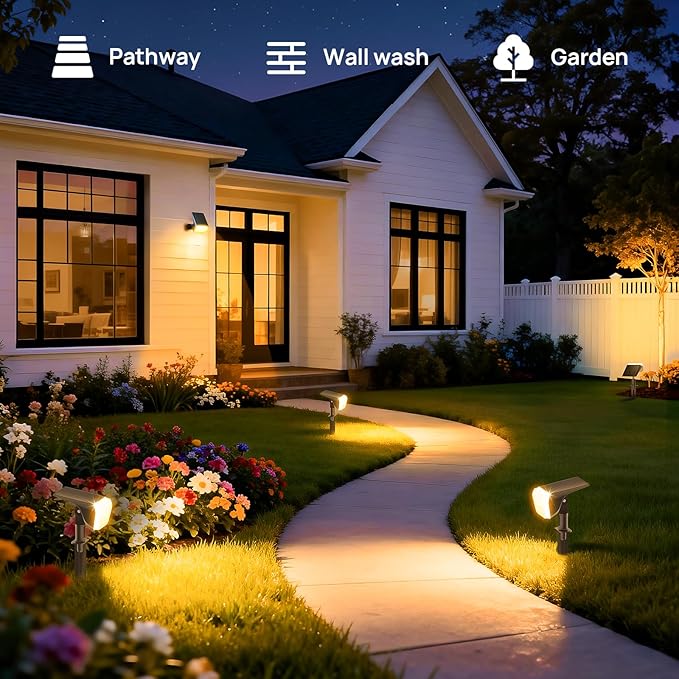 60 LED Solar Garden Spotlights 4-Pack, LED
