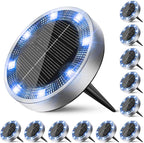 12-Pack Blue In-Ground Solar Lights, Flat LED Landscape