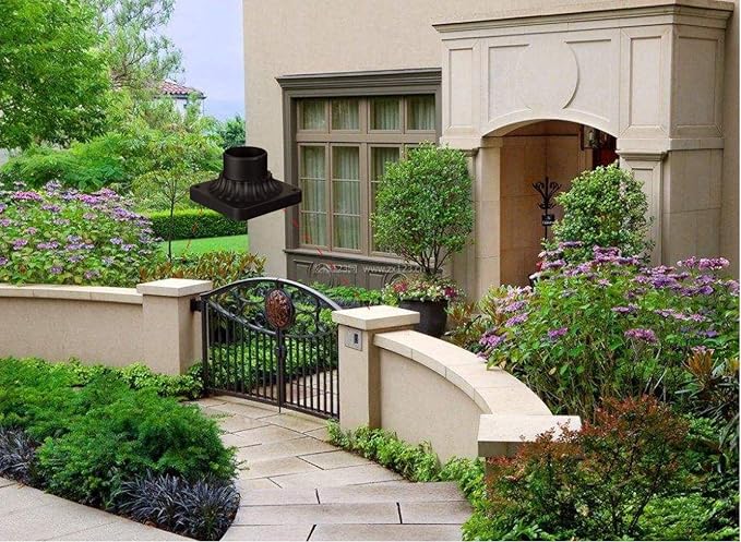 LIT-PaTH Outdoor Post Light Mounting Base, Pier Mount Base with Matte Black Finish, 2-Pack