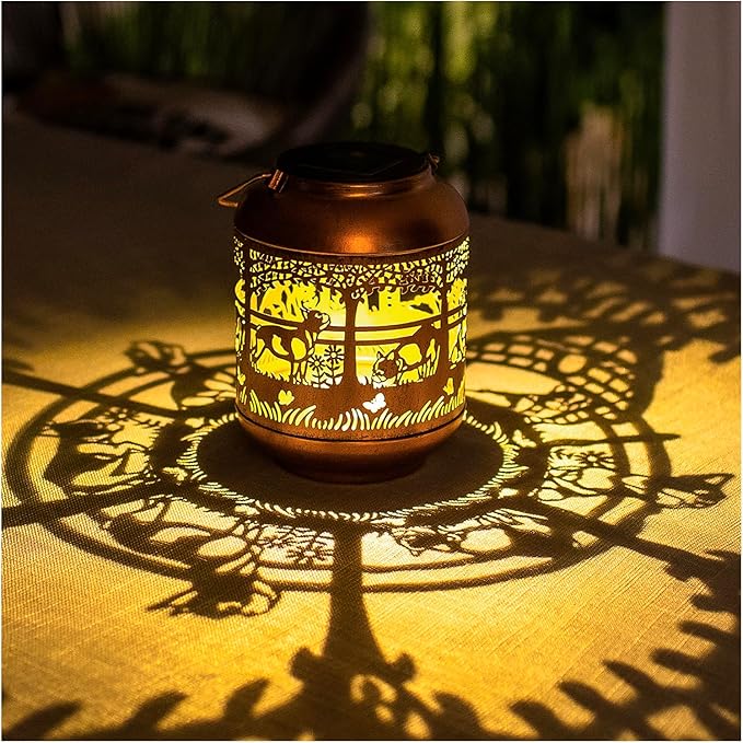 Backyard Solar Patio Lanterns, Metal Waterproof LED