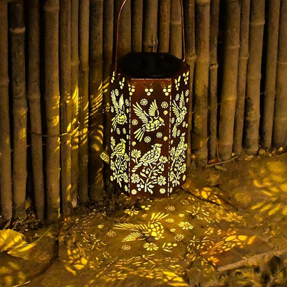 Solar Cardinal Lanterns Outdoor Hanging Lights, Gifts for Mom Dad Men Women, Hollowed-Out Metal Decor Lantern, Waterproof LED Decorative Garden Light