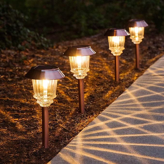 Warm White Solar Pathway Lights 4-Pack, Yard LED