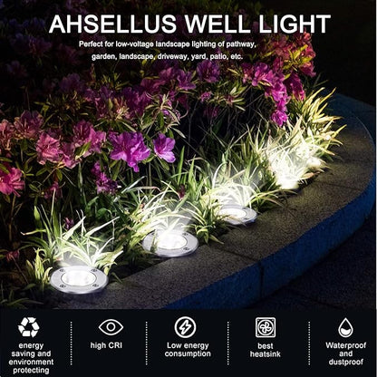 Low Voltage Landscape Light LED In-Ground Lighting with Connectors Well Lights Bright White Waterproof IP67 6W 12V 24V Outdoor Pathway Lights for Yard,Lawn,Patio,Walkway(Cool White)
