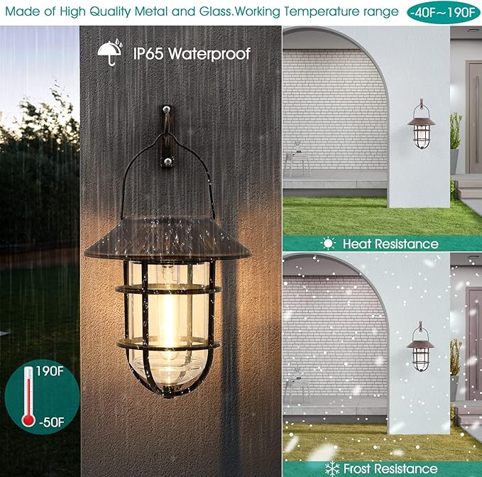 Solar Backyard Lanterns 2-Pack, Backyard Hanging LED Decor