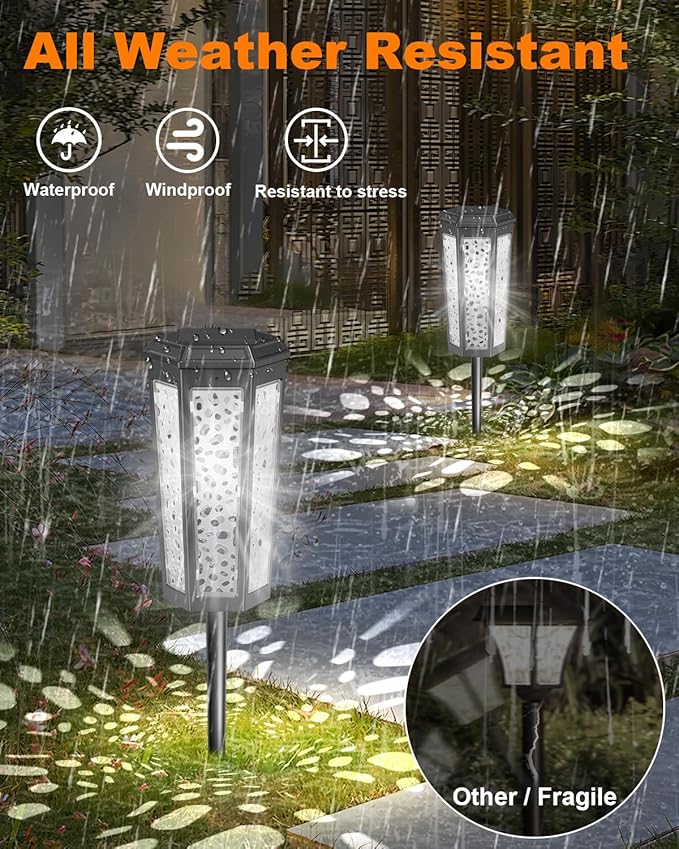 Solar Driveway Path Lights 6-Pack, Waterproof