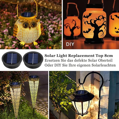 2-Pack Solar Light Replacement Top, Replacement Solar Light Parts for Lantern (Top 3.23 Inch, Bottom 2.9 Inch), Waterproof LED Replacement for Outdoor Garden, Pathway, Yard Lights & Decor